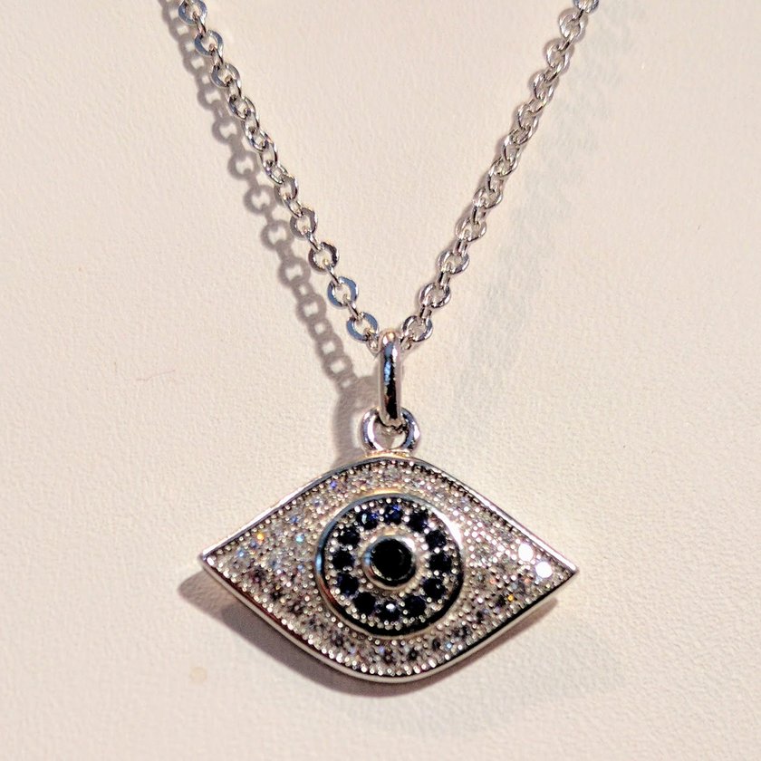Evil Eye Necklace With Blue Stones